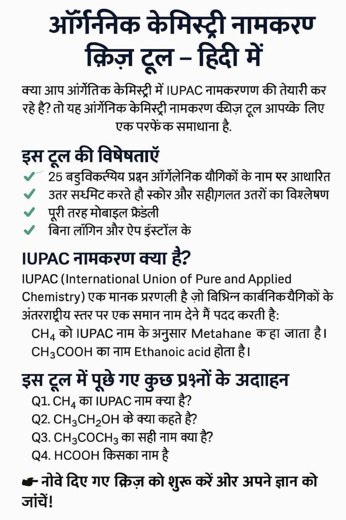 Chemistry Nomenclature Quiz Tool