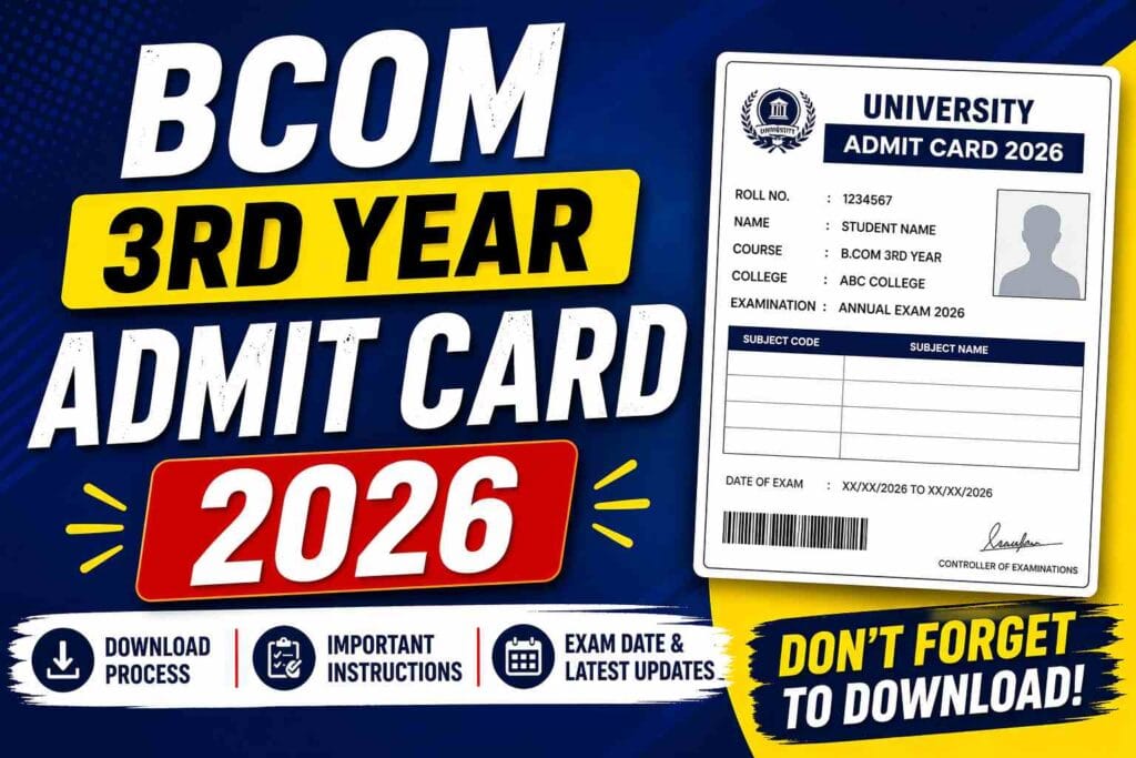 bcom 3rd year admit card 2026